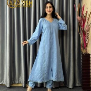 Embossed Elegance Cotton Dress | Two-piece