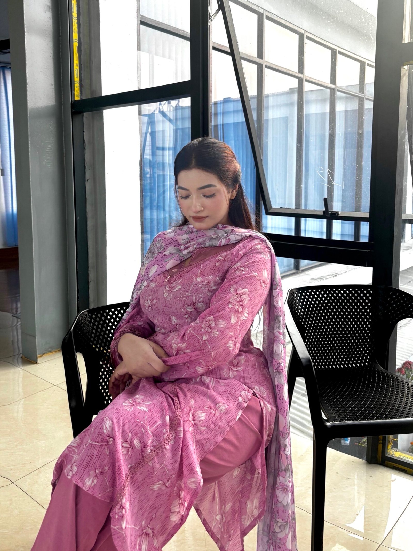 Pink Petal Bloom China Silk Ensemble | Three-Piece - Image 2