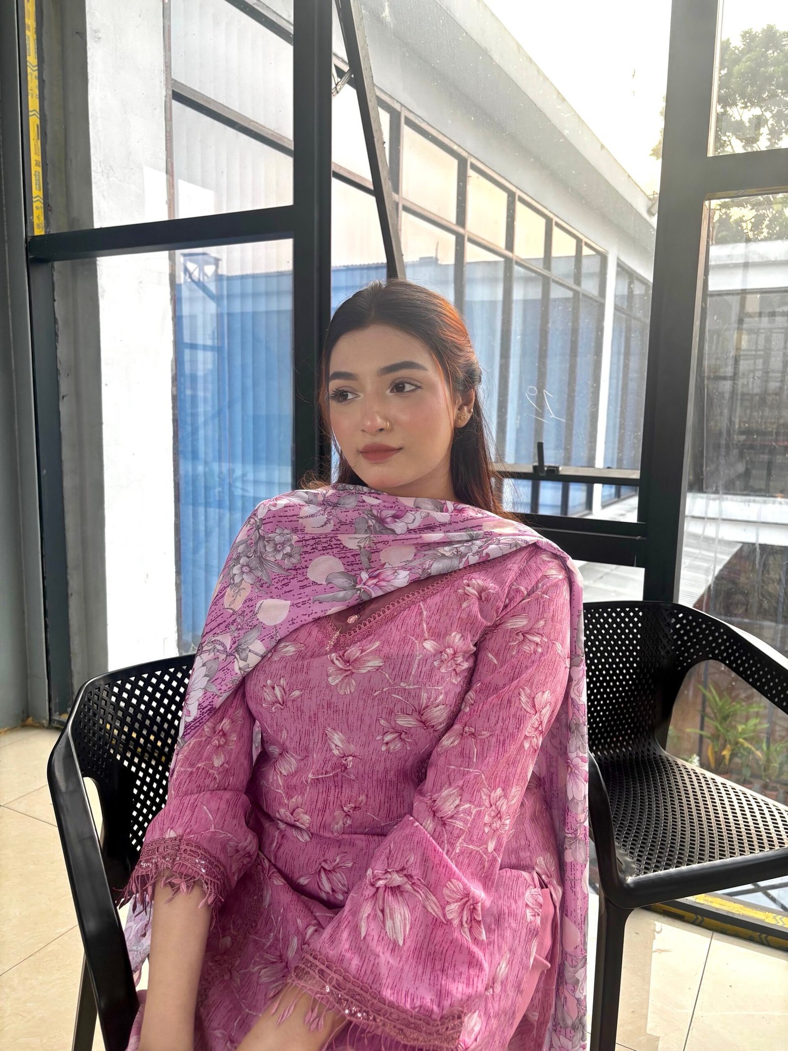 Pink Petal Bloom China Silk Ensemble | Three-Piece