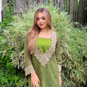 Olive Green Swiss Georgette Two-Piece Set