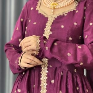 Purple Karcupi Sharara Three-Piece Set