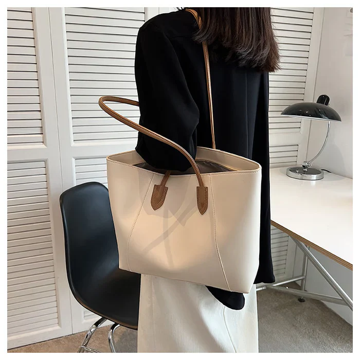 Textured Large Shoulder Tote Bag - Image 3