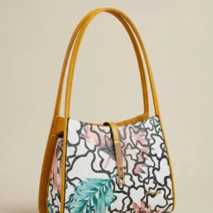 Floral Grace Leather Tote Bag