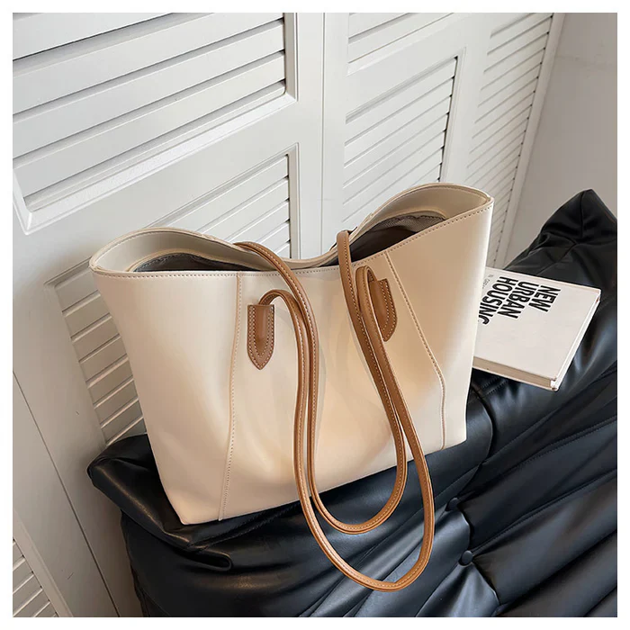 Textured Large Shoulder Tote Bag